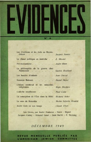 Evidences. N° 06 (Décembre 1949)